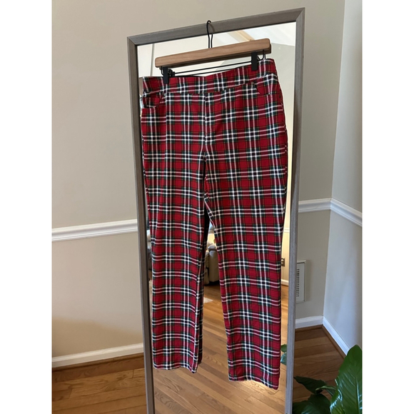 Women's Kim Rogers Plaid Pants Size 10 Red - Picture 1 of 4